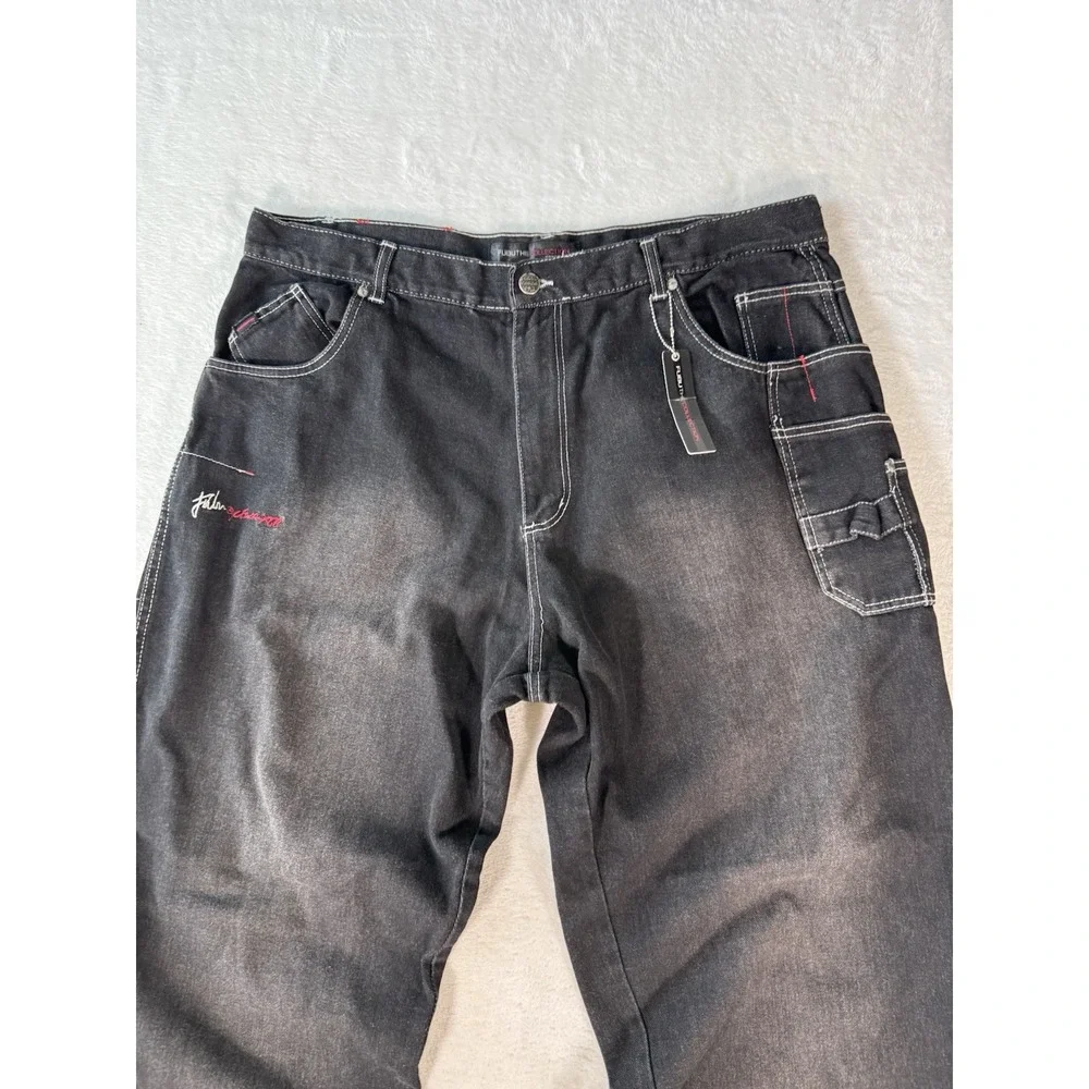 Vintage FUBU Collection Jeans Mens **42** Black Denim Baggy Carpenter‎ Hip Hop